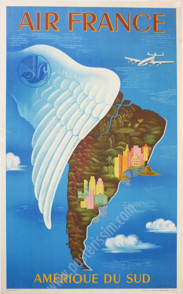 Affiche originale Air France Amérique du Sud-posterissim
