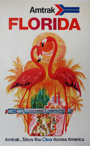 Amtrak Florida 1973 – Affiche originale David Klein