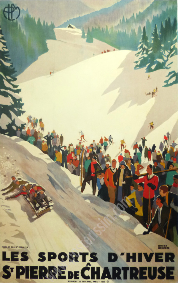 Roger Broders Original Ski Poster – St Pierre de Chartreuse 1930