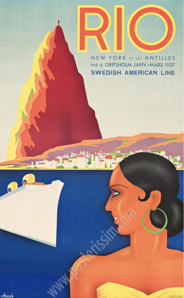 Rio 1937 Poster by Åke Rittmark | Swedish American Line