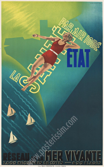 La Santé par l’Air Iodé – Affiche originale 1934 Nivault
