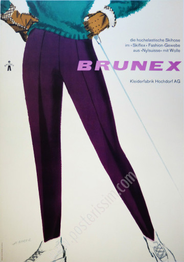Affiche Brunex Ski – Albert Borer, vers 1950 | Posterissim
