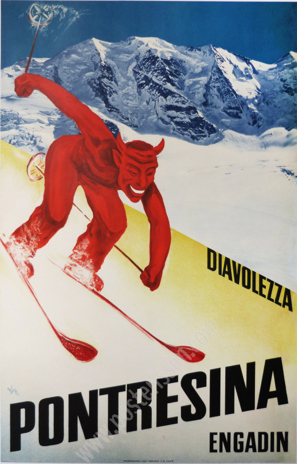 Pontresina Diavolezza 1933 – Original Diggelmann Ski Poster