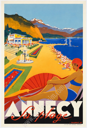Annecy La Plage 1935 – Affiche originale Robert Falcucci