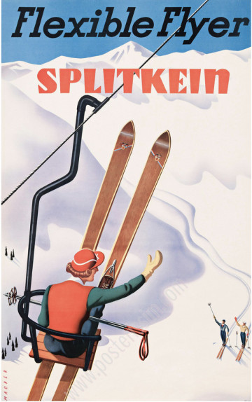 Flexible Flyer Splitkein – Original Sascha Maurer Ski Poster c.1936