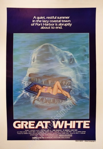 Affiche ancienne originale américaine du film d'horreur italien Great White d'Enzo Castellari sorti en 1981-posterissim