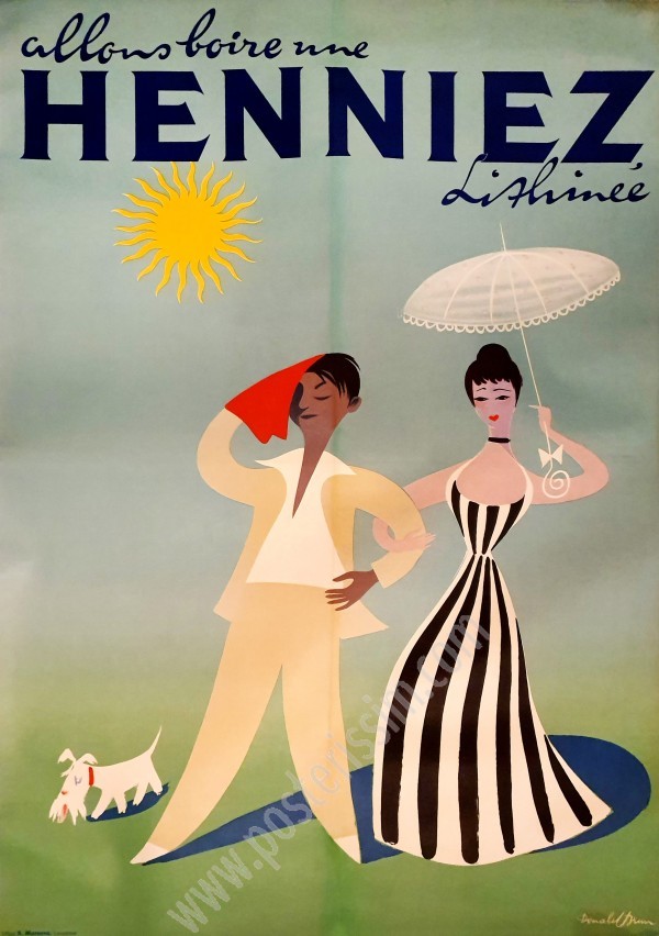 Affiche ancienne originale Allons boire une Henniez Lithinée-posterissim