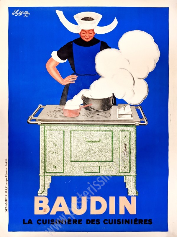 Affiche ancienne publicitaire Baudin, la cuisinière des cuisinières-posterissim