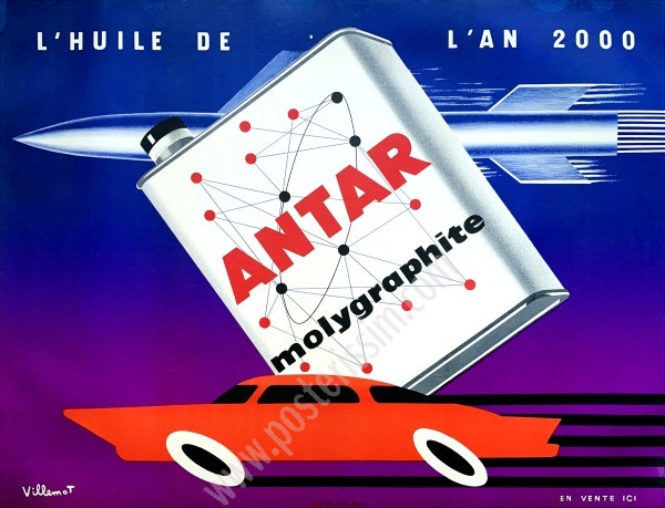 Affiche ancienne originale Antar, l'huile de l'an 2000.-posterissim