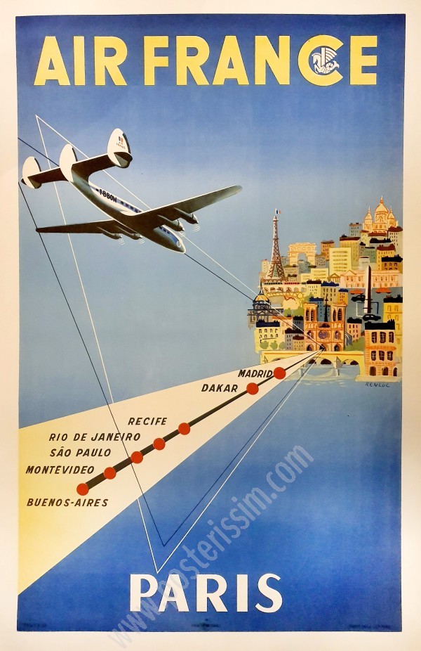 Affiche orignale Air France Paris Buenos Aires-posterissim