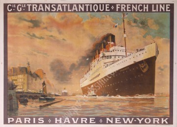 Affiche originale CGT Paris Le Havre New York de 1922-posterissim