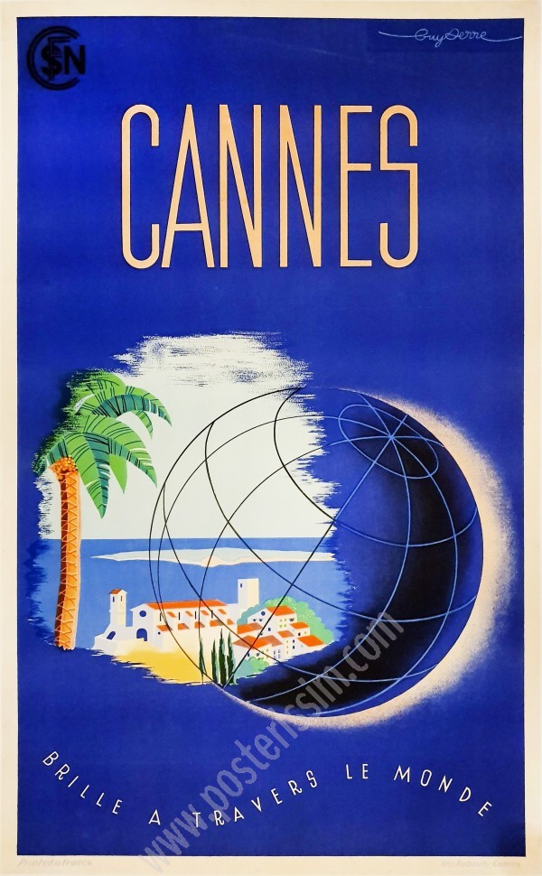 Affiche ancienne originale SNCF Cannes-posterissim