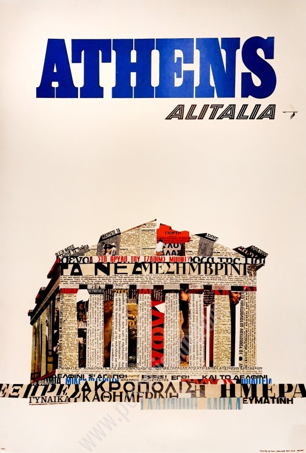 Affiche ancienne Alitalia Athens-posterissim