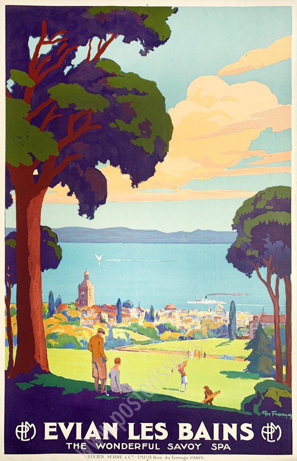 Affiche ancienne PLM : Evian les Bains, the Wonderful Savoy Spa-posterissim