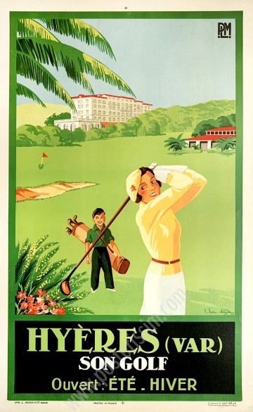 Affiche ancienne PLM : Hyères, son golf-posterissim