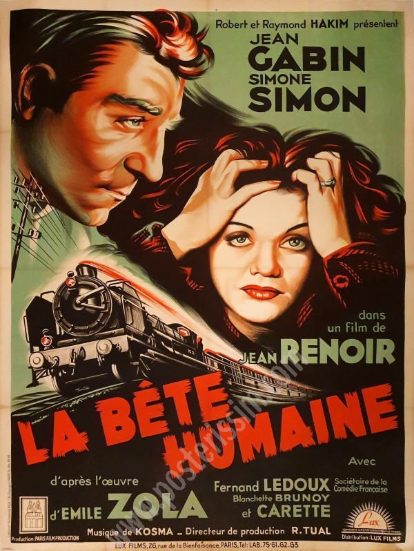 Affiche ancienne ressortie du film La Bête humaine-posterissim