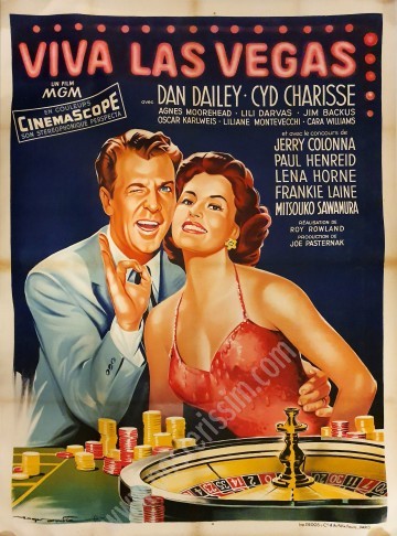 Affiche ancienne du film Viva Las Vegas dessinée par Roger Soubie-Posterissim