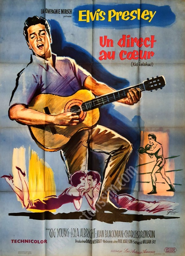 Affiche ancienne originale française du film Un direct au Coeur, Kid Galahad-posterissim