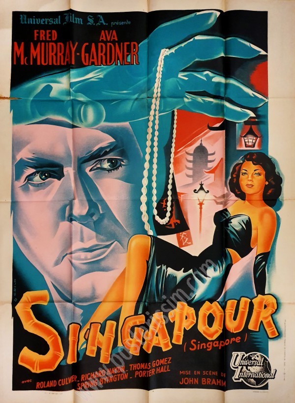 Affiche originale française du film de 1947 Singapour-posterissim