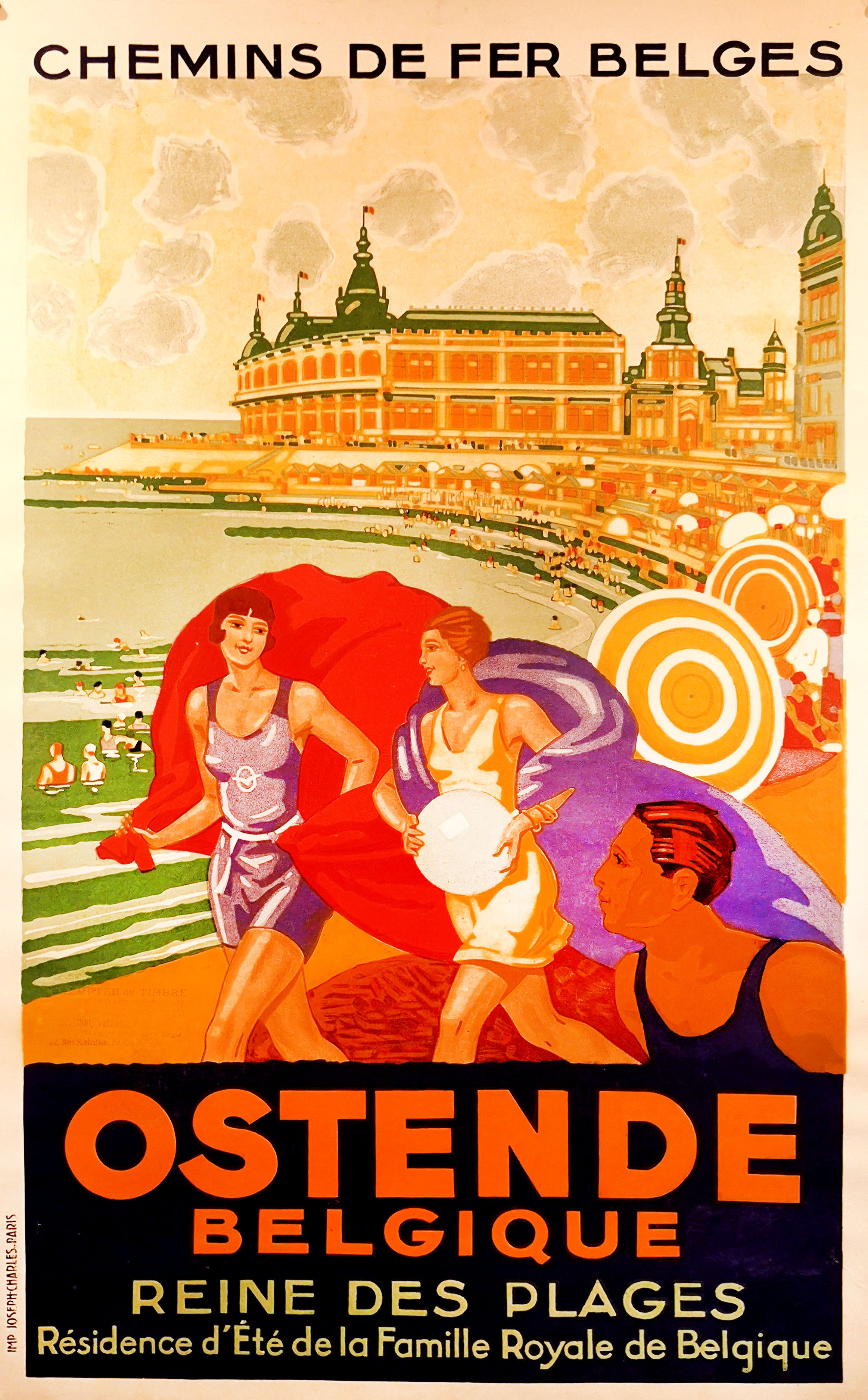 Vintage Belgian Railways Ostende Tourism Poster A3 Print