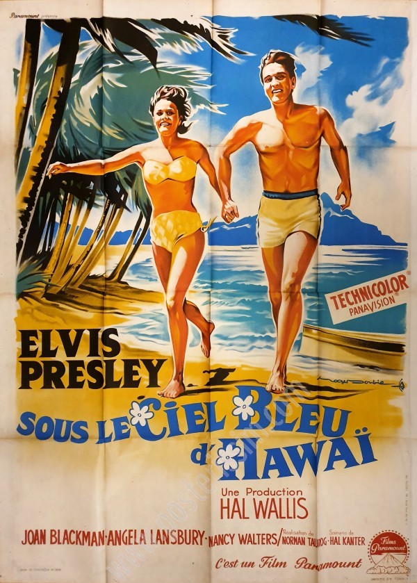 Affiche ancienne originale de Roger Soubie pour le film Sous le ciel bleu d'Hawaï-posterissim