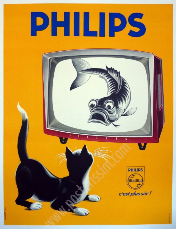 Affiche ancienne originale Philips, c'est plus sûr-posterissim