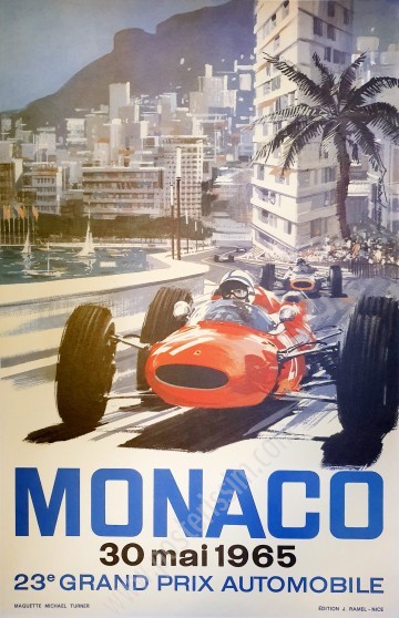 Affiche ancienne originale Grand Prix de Monaco 1965-posterissim