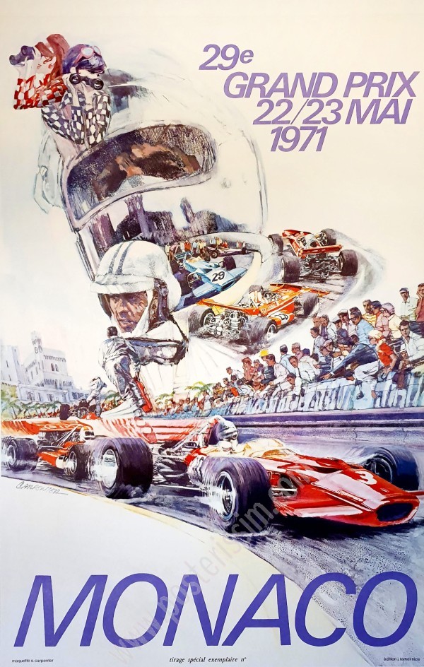 Affiche ancienne originale Grand Prix de Monaco 1971-posterissim