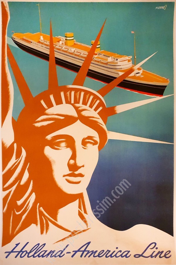 Affiche ancienne originale Holland-America Line-posterissim