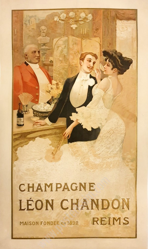 Affiche ancienne originale Champagne Léon Chandon-posterissim