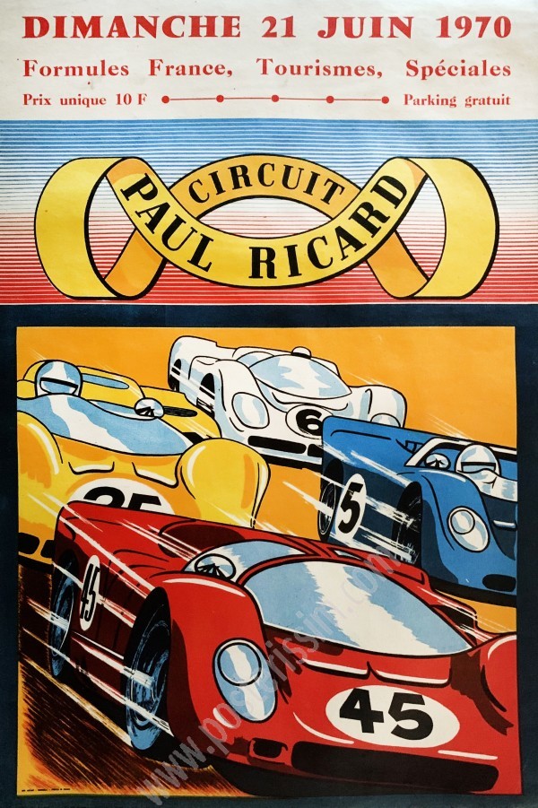 Affiche ancienne Circuit Paul Ricard de 1970.-posterissim