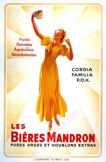 Affiche ancienne Les bières Mandron-posterissim