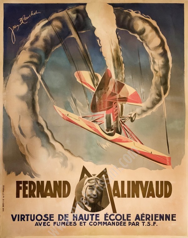 Affiche ancienne Fernand Malinvaud, "virtuose de haute école aérienne"-posterissim