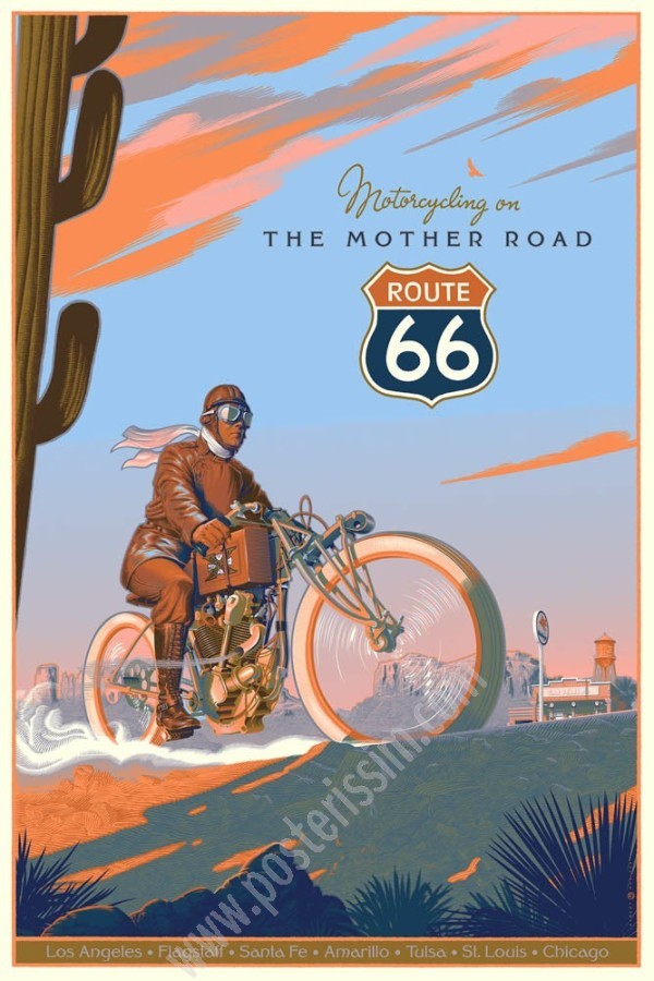 Affiche originale Route 66 Excelsior, par Laurent Durieux-posterissim