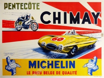 Affiche Michelin Chimay – Course Auto Moto – Années 1950