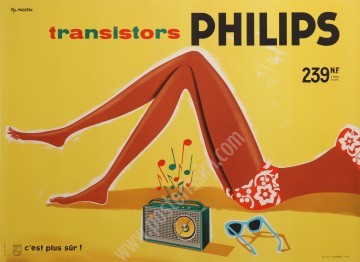 affiche pour les transistors philips- philips bikini beach-posterissim