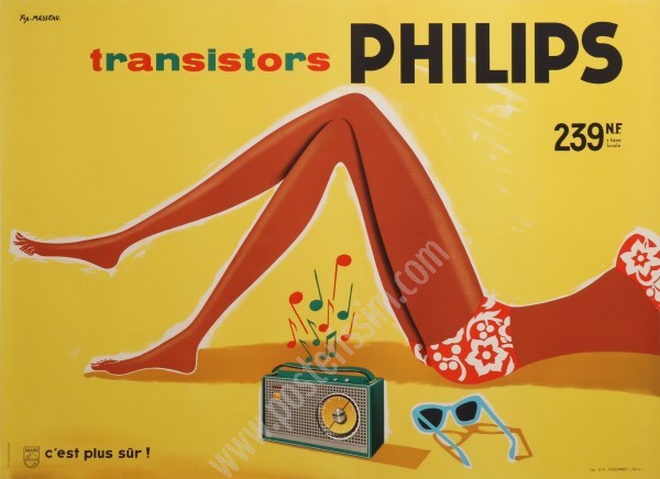 affiche pour les transistors philips- philips bikini beach-posterissim