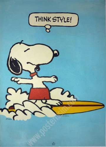 Snoopy « Think Style! » | Affiche vintage de surf Hallmark