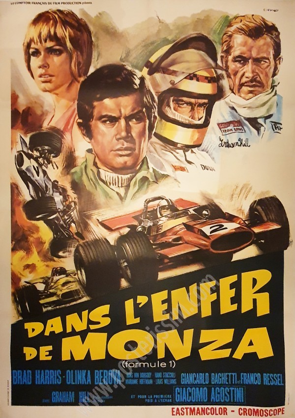 Affiche ancienne originale française du film Dans l'Enfer de Monza-posterissim