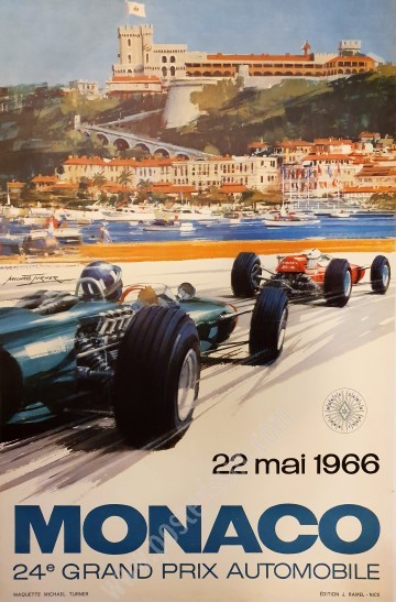 Affiche originale Grand Prix Automobile de Monaco 1966-posterissim