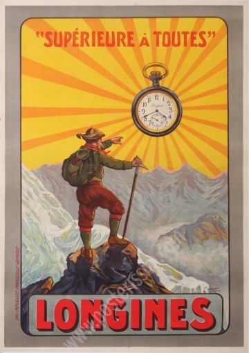 Montres Longines : affiche ancienne originale publicitaire de 1918-posterissim