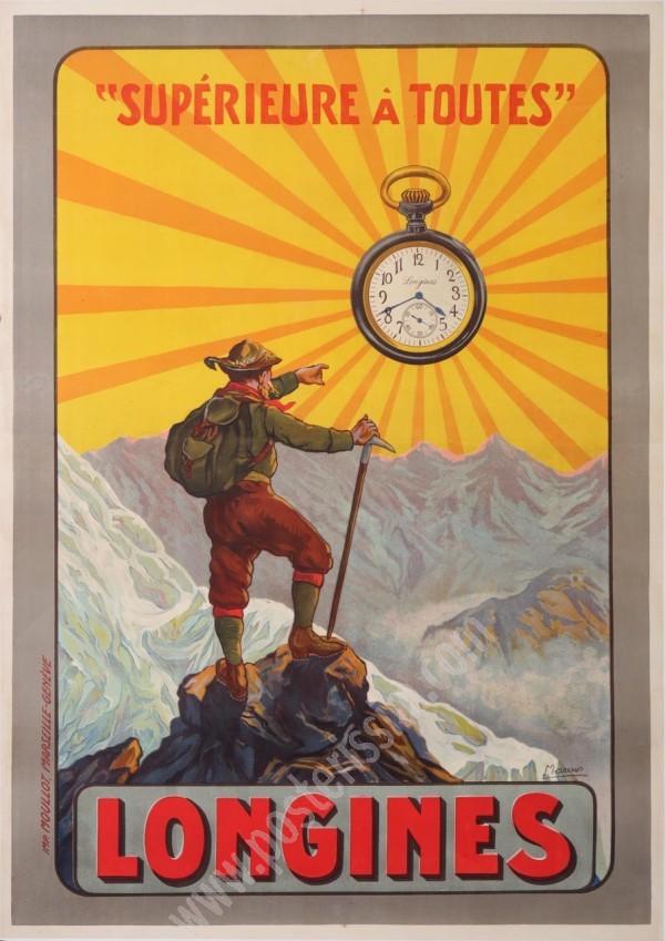 Montres Longines : affiche ancienne originale publicitaire de 1918-posterissim