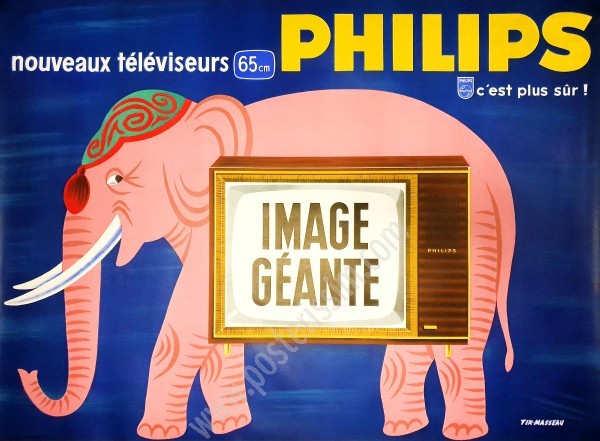 Affiche ancienne originale Nouveaux téléviseurs Philips-posterissim