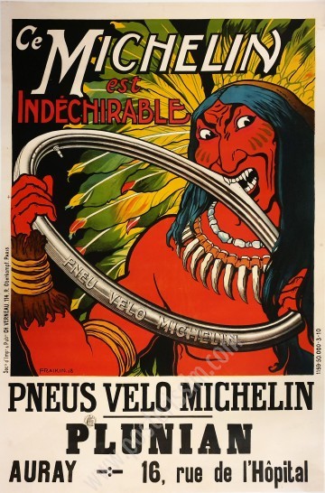 Affiche ancienne originale Michelin: Pneu indéchirable-posterissim