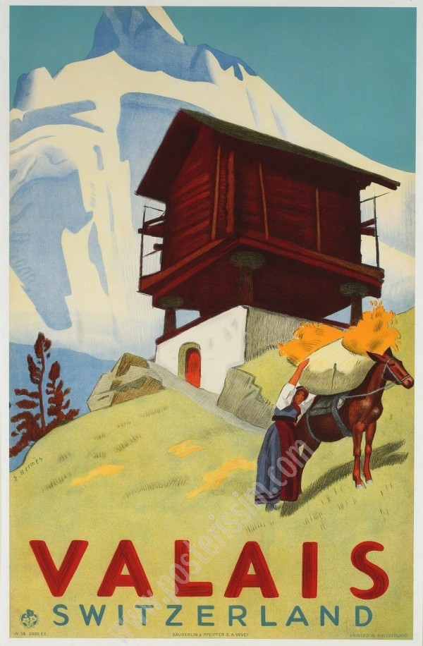 affiche ancienne du Valais suisse