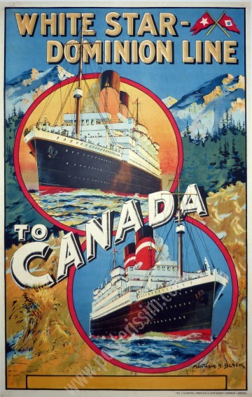 Affiche ancienne originale britannique de voyage, White Star Dominion Line to Canada-posterissim