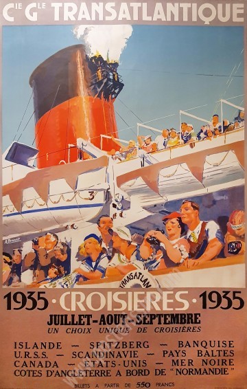 Affiche originale Compagnie générales transatlantique, croisières-Posterissim