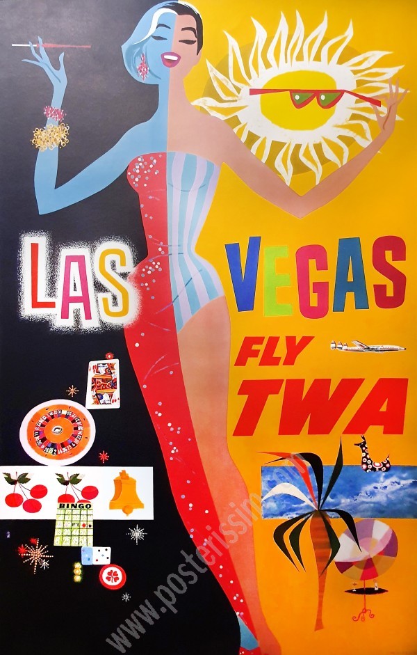 Affiche originale Fly TWA Las Vegas-Posterissim