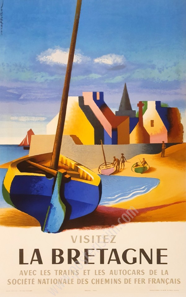 Affiche ancienne originale Visitez la Bretagne-poterissim