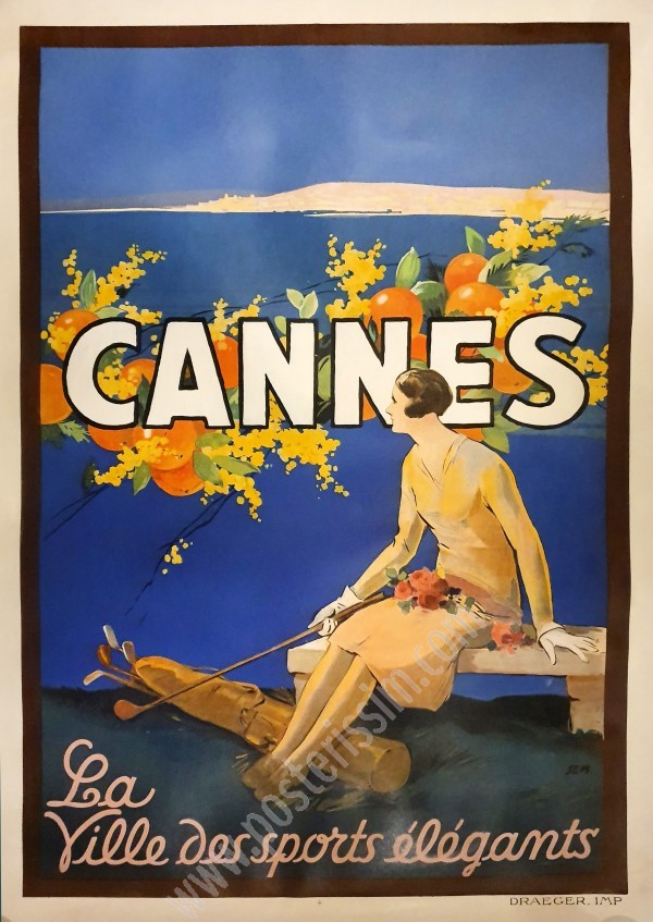 Affiche ancienne originale Cannes ville des sports élégants-posterissim